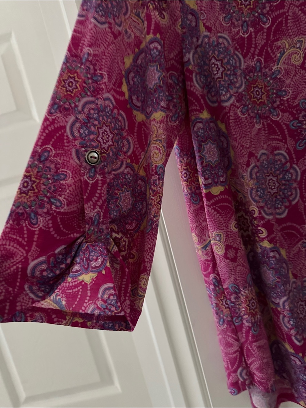 Plus-Size Pink Floral Medallion V-Neck Tunic - Picture 3 of 4